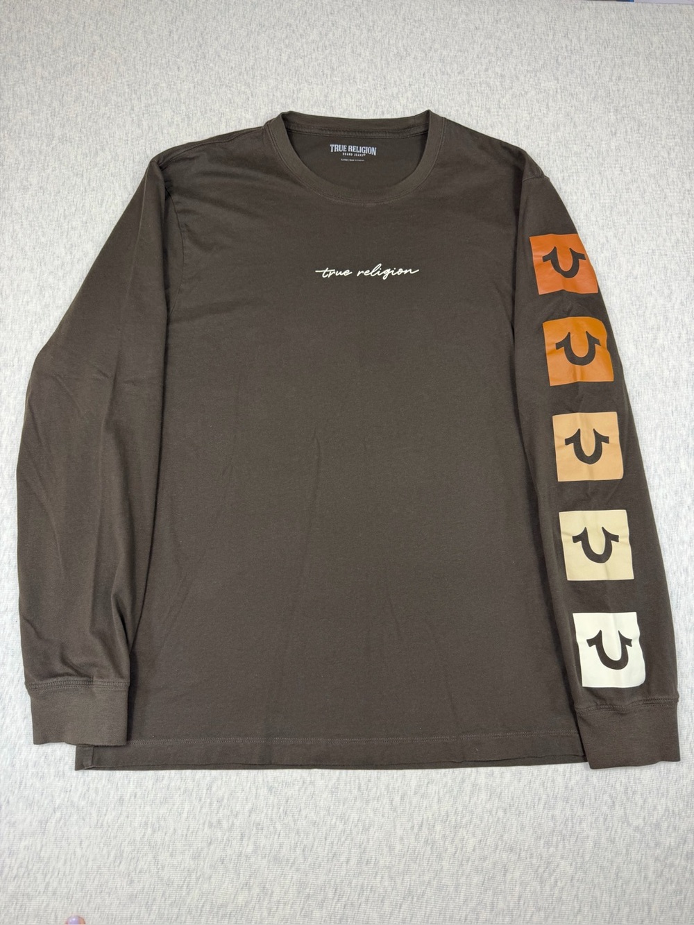 True Religion Men’s XL Brown Long Sleeve Logo Graphic T-Shirt
